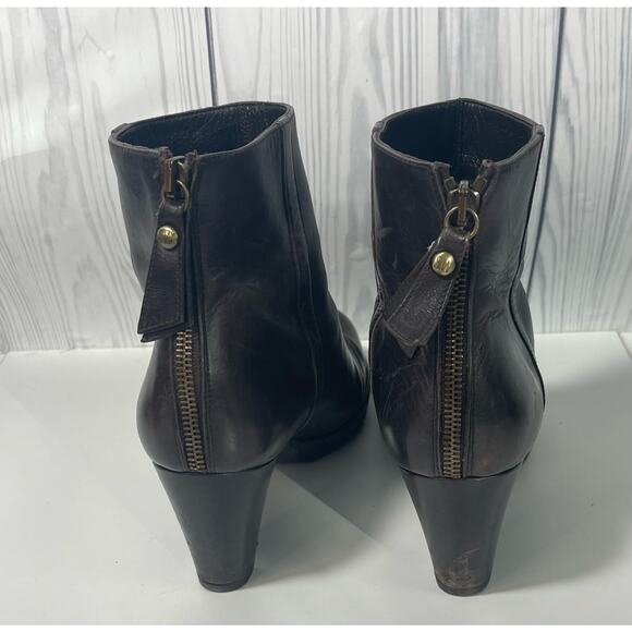 Stuart Weitzman Womens Block Heel Leather Ankle Boots Brown Size 8 - Picture 2 of 9